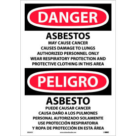 NMC™ Bilingual Vinyl Sign Danger Asbestos Cancer And Lung Disease Hazard 14