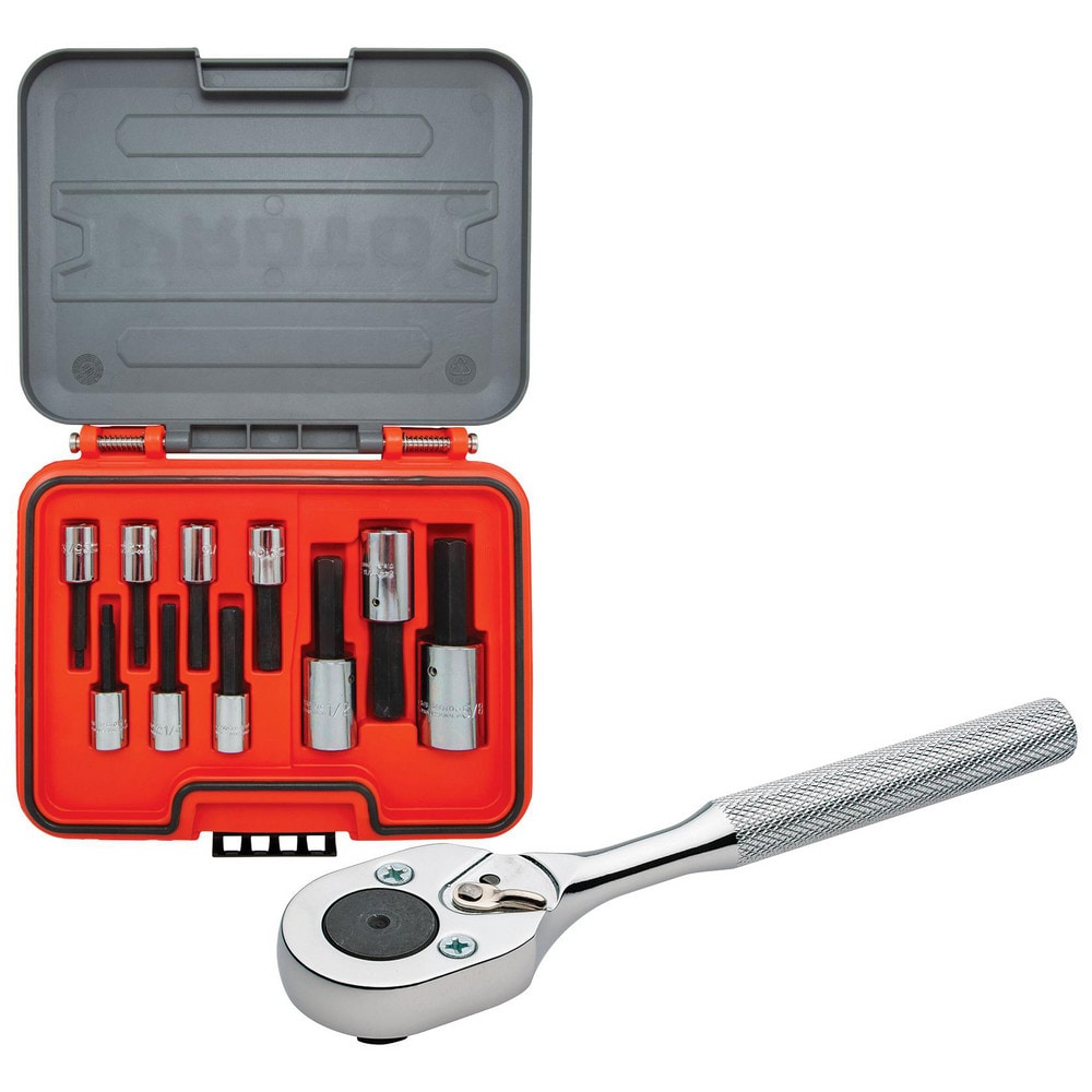 Hex & Torx Bit Socket Sets, Set Type: Hex Bit , Drive Size: 3/8 , Minimum Set Hex Size (Inch): 1/8 , Finish: Chrome , Measurement Type: Fractional Inch  MPN:1241014/3399334