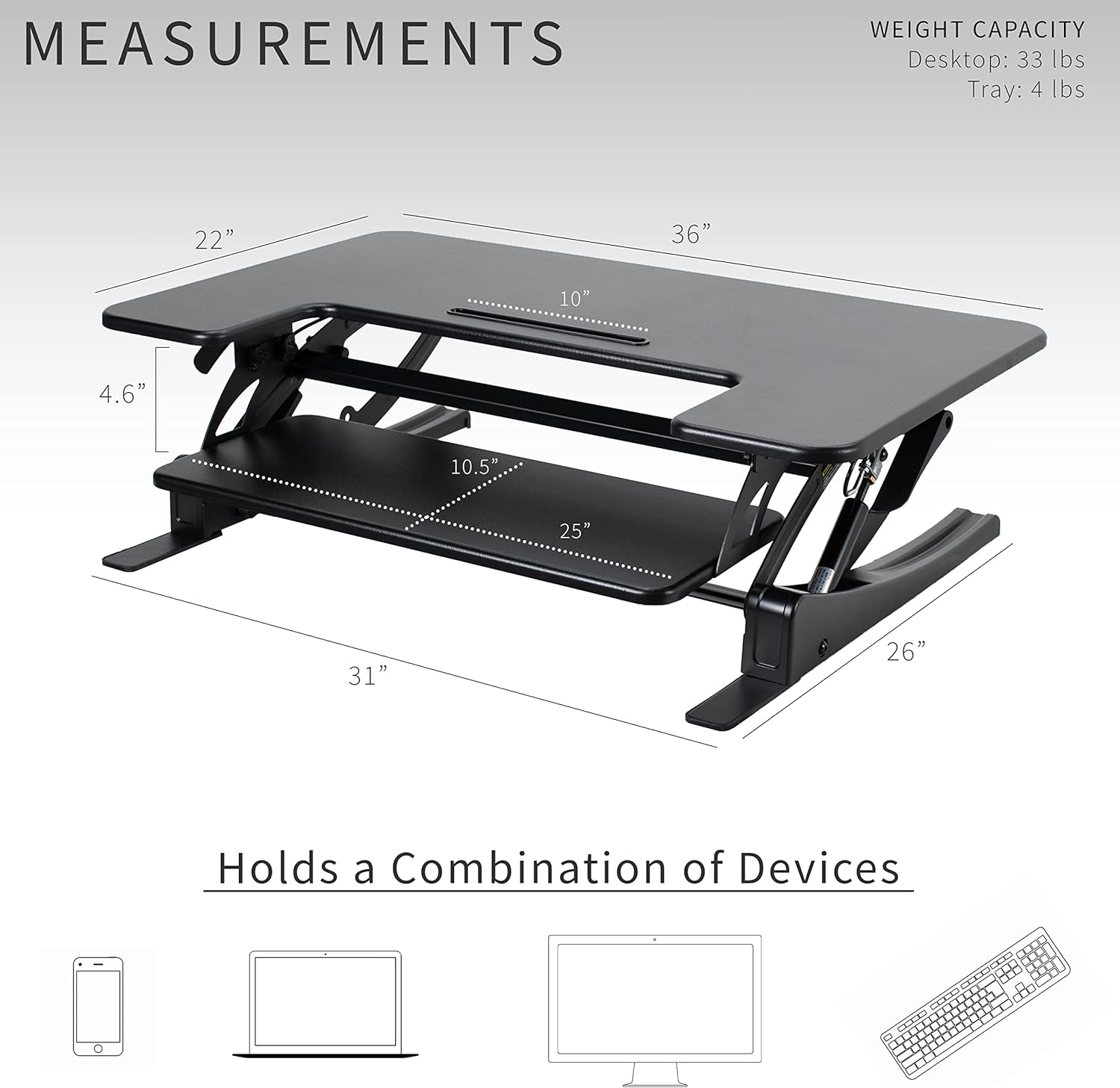 VIVO 36-inch Height Adjustable Stand-Up Desk Converter