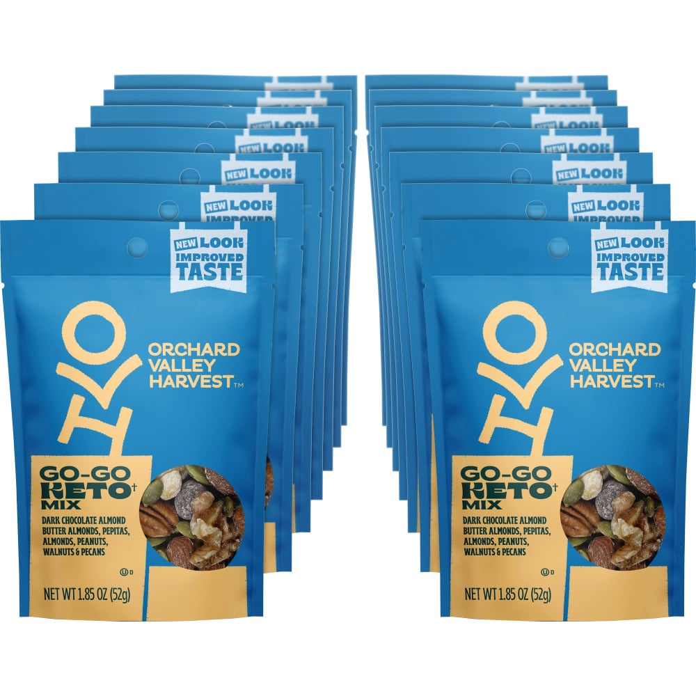 Orchard Valley Harvest Go-Go Keto Mix - Grain-free, Gluten-free, No Artificial Color, No Artificial Flavor, Preservative-free, Resealable Bag - Crunch, Walnut, Almond, Peanut, Blueberry - 1 Serving Bag - 1.85 oz - 14 / Carton (Min Order Qty 3) MPN:V14045