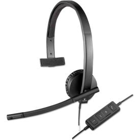 Logitech® USB H570e Over-the-Head Wired Headset Monaural Black LOG981000570