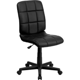 Flash Furniture Quilted Vinyl Swivel Task Chair - Mid-Back - Black 1691-1-BK-GGGO-