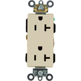 Leviton 16362-T 20a-125v Nema 5-20r Industrial Decora Plus Dplx Recpt. Light Almond - Pkg Qty 10 16362-T