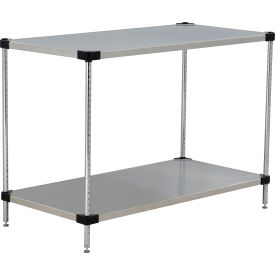 Nexel® 2 Shelf Stainless Steel Solid Shelving Unit Starter 36