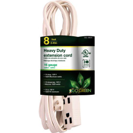 GoGreen Power GG-19608 3 Outlet 8 Ft Extension Cord - Right Angle Plug GG-19608