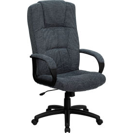 Flash Furniture High Back Gray Fabric Executive Swivel Office Chair with Arms 9022-BK-GGBT-