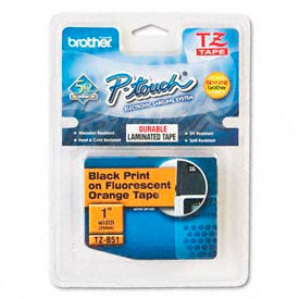 P-Touch Tape Cartridge TZ Stand Laminate Tape Black/Fluorescent Orange 1W TZ-B51