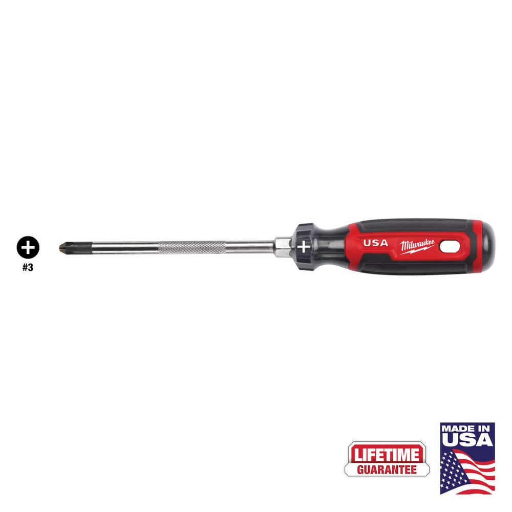 Phillips Screwdrivers, Overall Length (Decimal Inch): 11.0000 , Handle Type: Cushion Grip , Phillips Point Size: #3 , Handle Color: Red  MPN:MT203