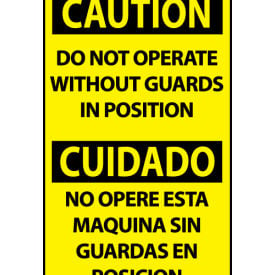 Bilingual Machine Labels - Caution Do Not Operate Without Guards In Position ESC625AP