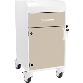 TrippNT™ Compact Bedside Cart 1 Locking Drawer White with Almond Beige 53406