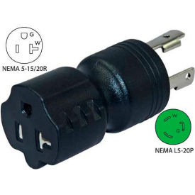 Conntek 30123-BK 20 to 15/20-Amp Generator Locking Adapter with NEMA L5-20P to 5-15/20R Black 30123-BK