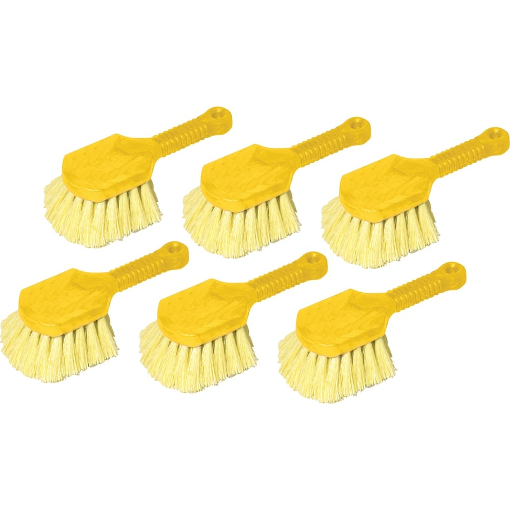 Rubbermaid Commercial Short Handle Utility Brushes, 8in, Yellow, Set Of 6 Brushes (Min Order Qty 2) MPN:RCP9B29CT