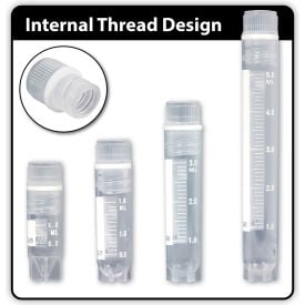 MTC Bio™ Cryogenic Vials Storage Box w/ Internally Threaded Caps 3 ml Capacity Pack of 500 V4803