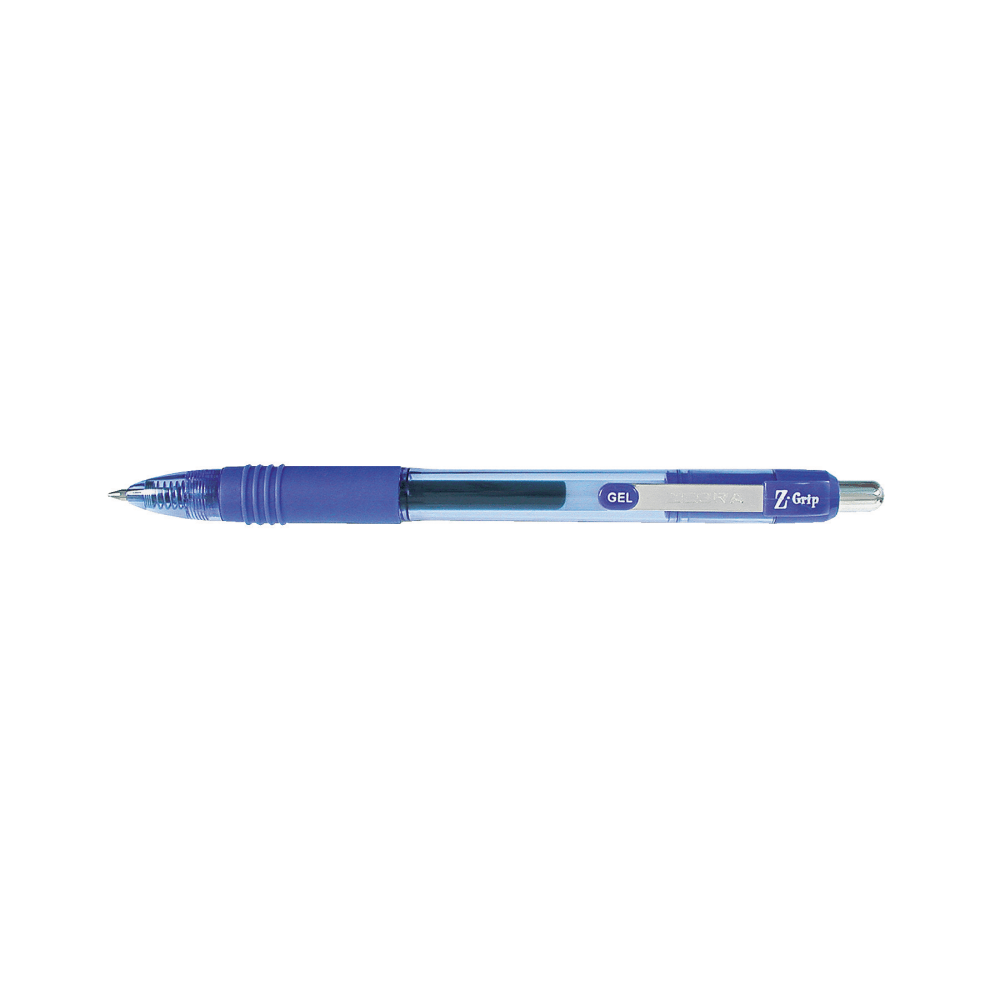 Zebra Pen Z-Grip Retractable Gel Pen, Medium Point, 0.7 mm, Blue Barrel, Blue Ink (Min Order Qty 7) MPN:42420