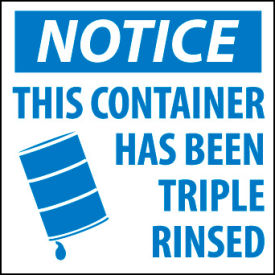 Hazardous Waste Vinyl Labels - Notice This Container Has Been Triple Rinsed HW23