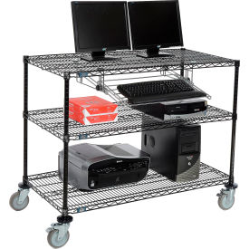 Nexel™ 3-Shelf Mobile Wire Computer LAN Workstation w/Keyboard Tray 48