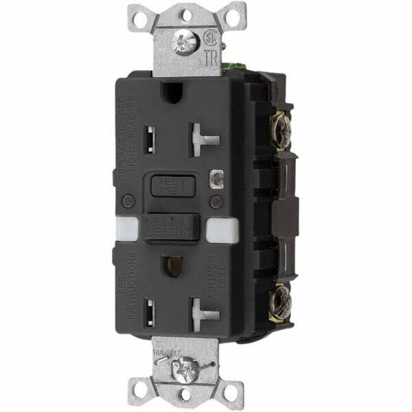 GFCI Receptacles, Grade: Commercial , NEMA Configuration: 5-20R , Amperage: 20 , Reset Type: Manual , Wiring Method: Back  MPN:GFTRST20BKNL