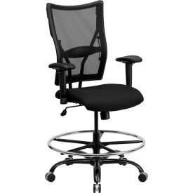 Flash Furniture Big and Tall Mesh Ergonomic Drafting Stool - Black - Hercules Series 5029SYG-AD-GGWL-