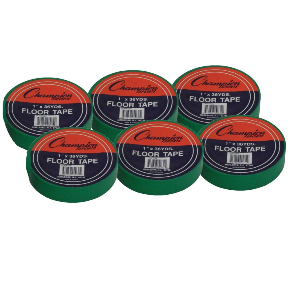 Champion Sports Floor Marking Tape, 1in x 36 yd., Green, Pack Of 6 Rolls (Min Order Qty 2) MPN:CHS1X36FTGN-6