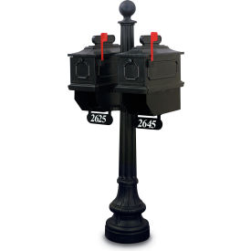 United Visual Products Port Angeles Double Residential Mailbox & Post N1021955 - Black N1021955-BLACK