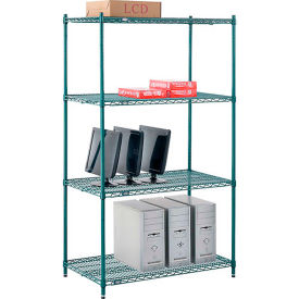 Nexel® 4 Shelf Poly-Green® Wire Shelving Unit Starter 42