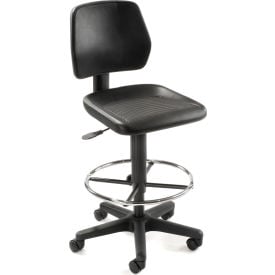 Interion® Task Stool with 360 Footrest- Polyurethane - Black 121571