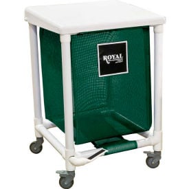 Royal Basket Trucks® PVC Hamper 24 Gal Sgl Green Mesh Liner 2 Sw/2 Sw Lock with Foot Pedal R24-EEX-H1F-3ULN