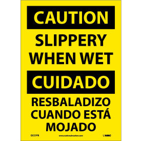 NMC™ Bilingual Vinyl Sign Caution Slippery When Wet 10