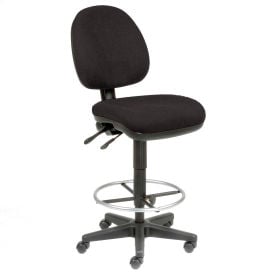 Interion® Office Stool - Fabric - 360° Footrest - Black 659BK808