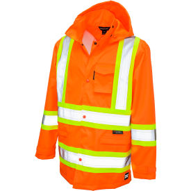 Tough Duck Ripstop Safety Rain Jacket CSA Class 2 Level 2 XS Fluorescent Orange S37211-FLOR-XS