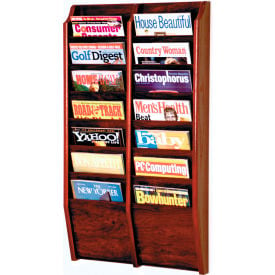 14 Pocket Oak Wall Rack Mahogany MR36-14MH