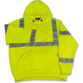 ERB® Aware Wear® W376 Pull Over Hooded Sweatshirt ANSI Class 3 5XL Hi-Viz Lime WEL61546HL5X