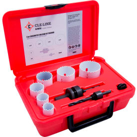 Cle-Line Series CHK Locksmith's M42 Bi-Metal Hole Saw Kit 9PC 7/8 1 1-1/4 1-1/2 1-3/4 2-1/8 CHK02