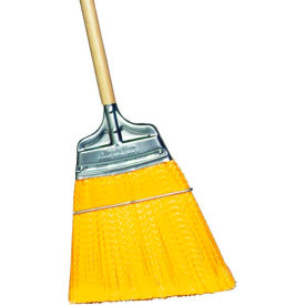 Milwaukee Dustless Upright Angled Broom Yellow Unflagged Extra Sturdy Polypropylene w/Wooden Handle - Pkg Qty 12 437312