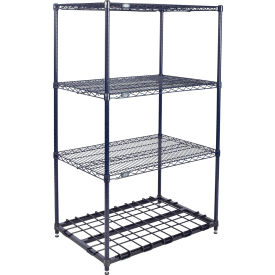 Nexel® 4 Shelf Nexelon® Blue Wire Shelving Unit Starter 1 HD Shelf 30