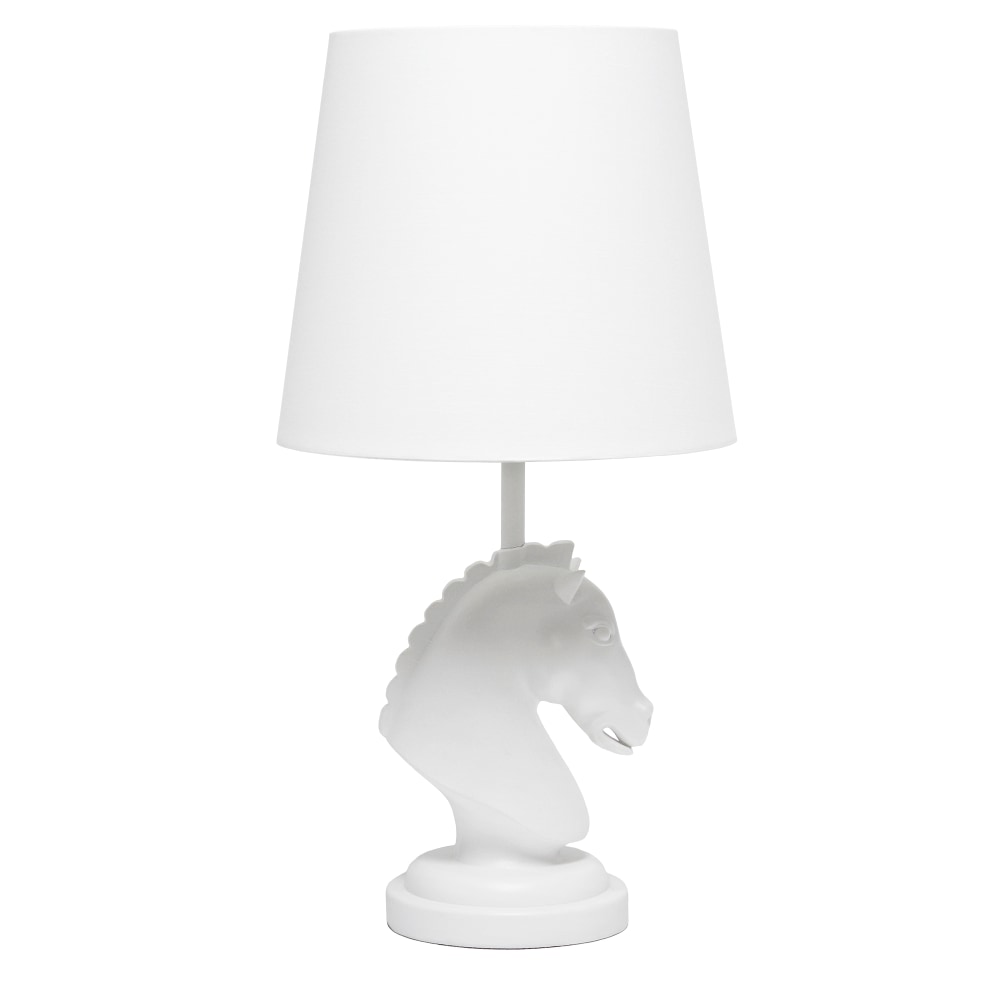 Simple Designs Decorative Chess Horse Table Lamp, 17-1/4inH, White/White (Min Order Qty 2) MPN:LT1089-WHT