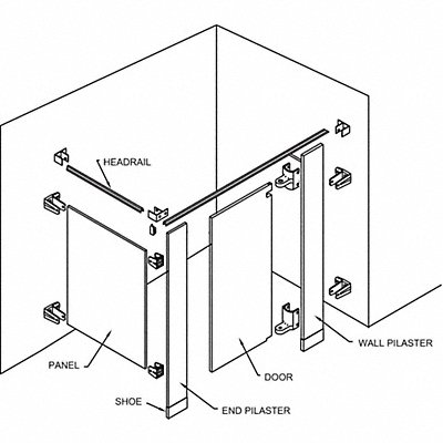 Bathroom Partition Kit Silver 36 in W MPN:7A0A1