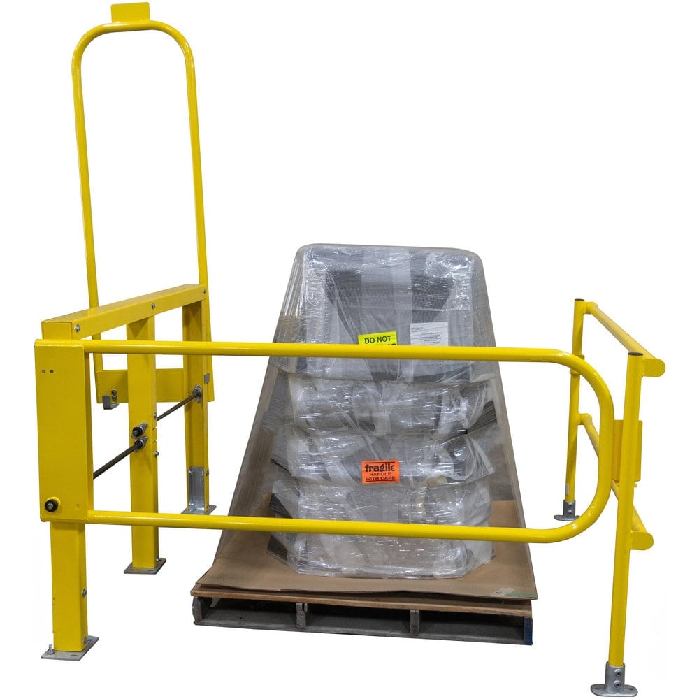 Rail Safety Gates, Material: Steel , Overall Width: 85.5 in , Width (Inch): 85-1/2 , Self Closing: No , Color: Safety Yellow  MPN:431-001-001