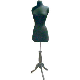 Female 3/4 Body Form - Black W/Black Wood Tripod Base BFF/B-W