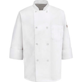 Chef Designs 8 Button-Front Chef Coat Thermometer Pocket Pearl Buttons White Poly/Cotton XL 0413WHRGXL