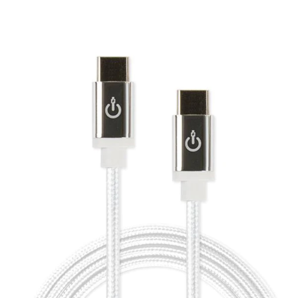 Limitless Innovations CableLinx Elite USB-C To USB-C Charge And Sync Braided Cable, White, USBC-C72-002-GC (Min Order Qty 2) MPN:USBC-C72-002-GC