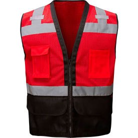 GSS Enhanced Visibility Premium Heavy Duty Vest w/ Multi Pockets L/XL Red 1204-LG/XL