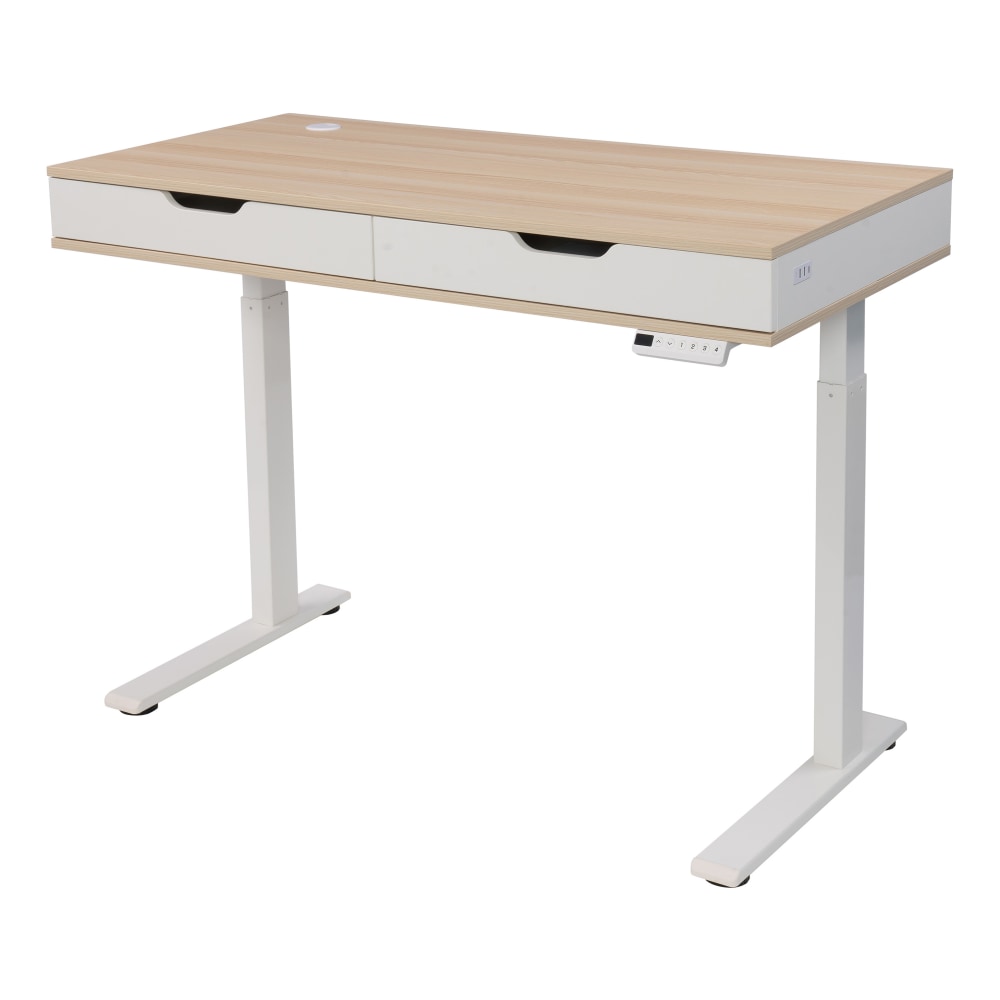 Realspace Smart Electric 48inW Height-Adjustable Standing Desk, White/Natural MPN:EHD102-US235W