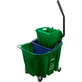 Sparta Mop Bucket Combo w/ Sidepress Wringer & Soiled Water Insert 35 qt Bucket Capacity Green 9690409