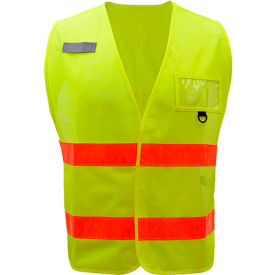 GSS Safety Incident Command Vest - Lime with Orange Prismatic Tape-One size Fits All 3111