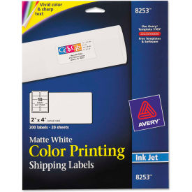 Avery® Inkjet Labels for Color Printing 2 x 4 Matte White 200/Pack 8253