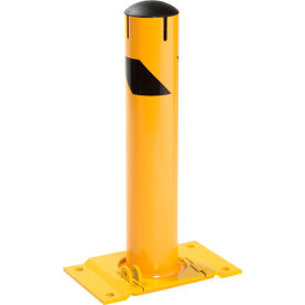 GoVets™ Steel Safety Bollard W/Chain Slots Removable Base & Cap 4.5''D x 24''H 576670