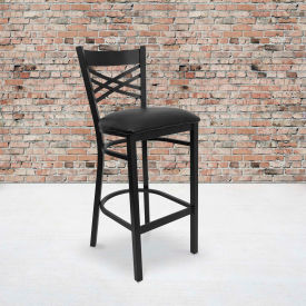 Flash Furniture X-Back Metal Restaurant Barstool - Black Vinyl Seat - HERCULES Series 6F8BXBK-BAR-BLKV-GGXU-