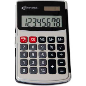 Innovera® Handheld Calculator Hard Flip Case 8-Digit LCD Dual Power Silver 15922