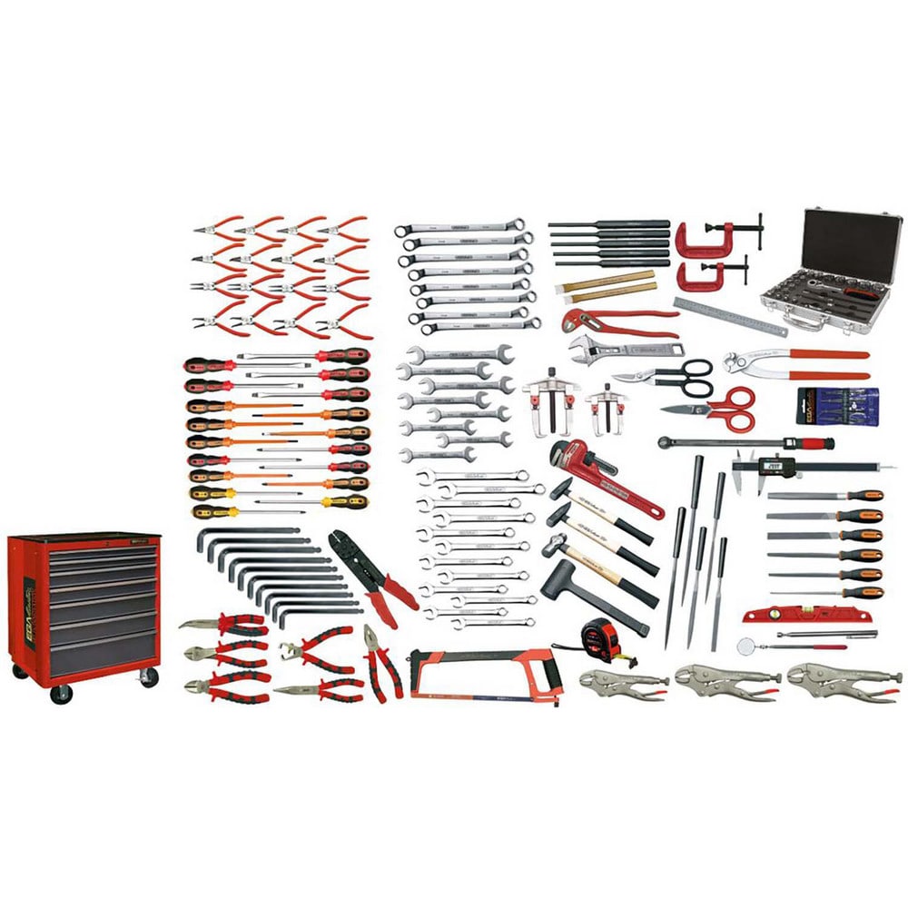 Combination Hand Tool Sets, Set Type: Industrial Maintenance Tool Set , Number Of Pieces: 152 , Measurement Type: Inch , Container Type: Roller Cabinet  MPN:68973